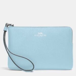 Coach Waterfall Blue Leather Wristlet